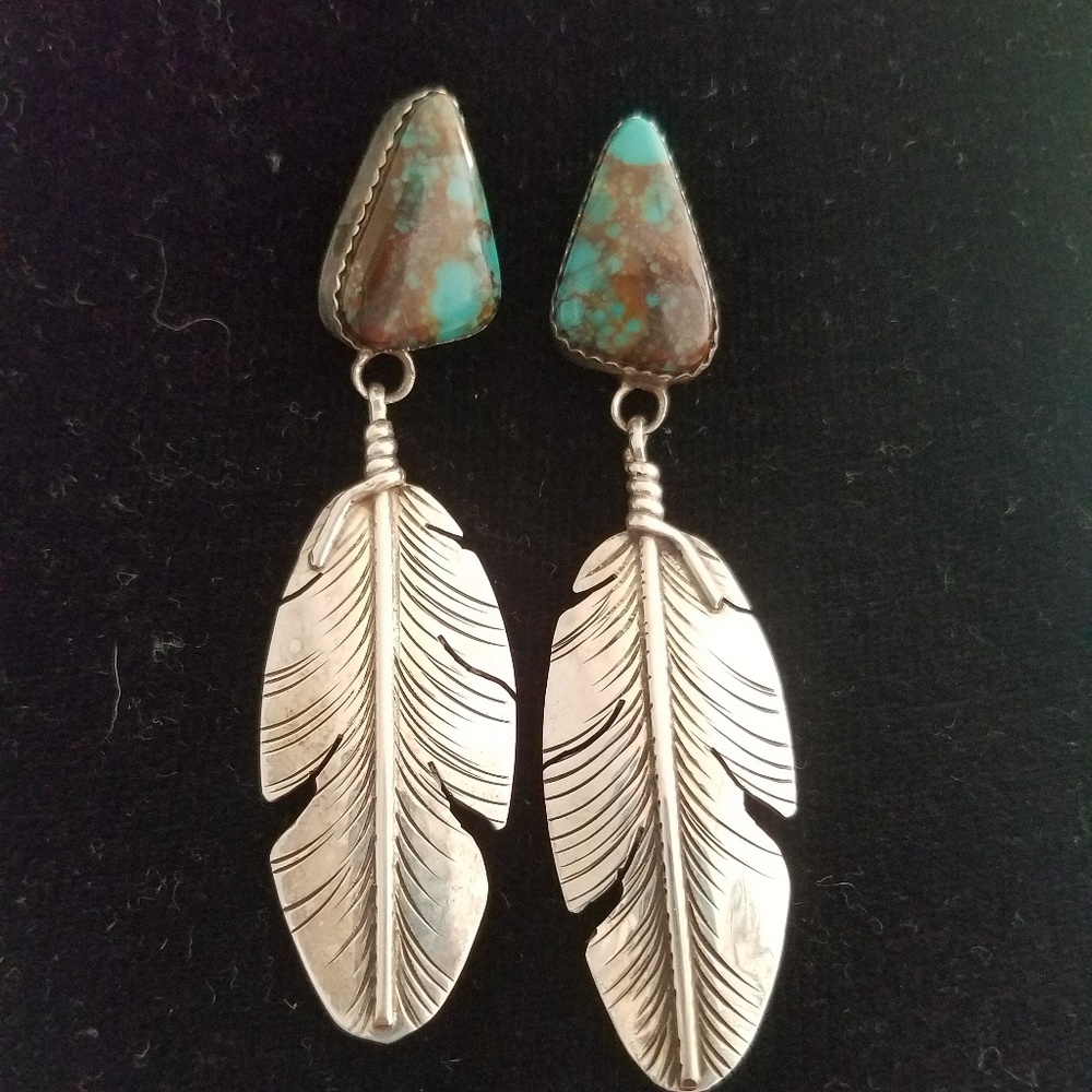 Signed Navajo Turquoise Earrings